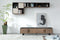 MESA DE TV ACABADO DE MADERA NEGRA Y CERAMICA