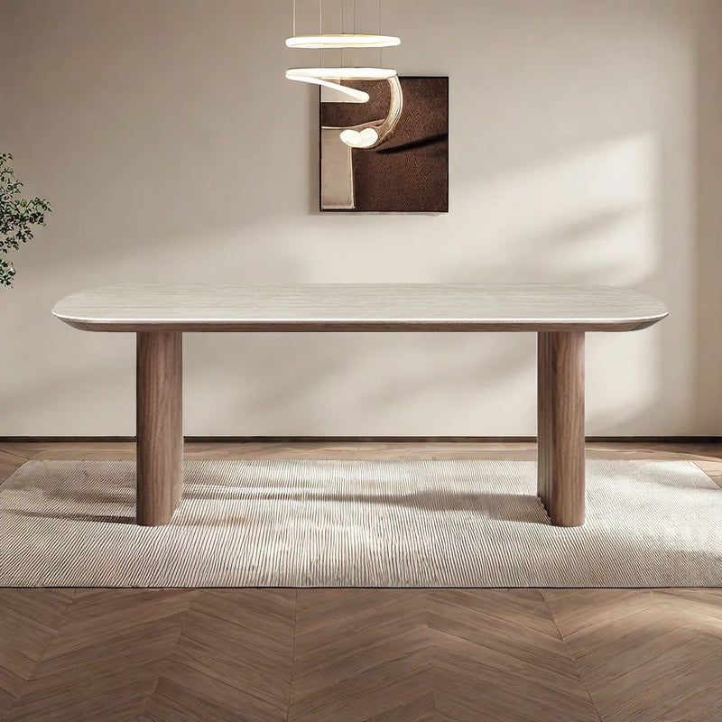 MESA DE COMEDOR CON TOPE ESTILO MARMOL Y BASE MDF