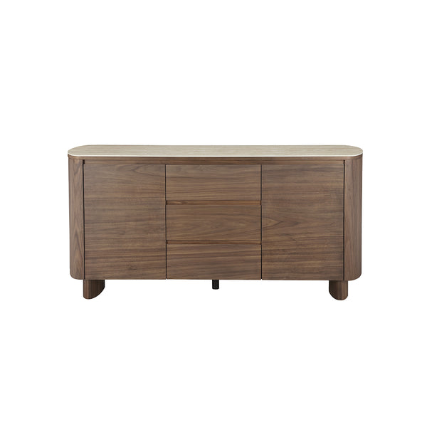 CREDENZA TOPE MARMOL Y BASE ACABADO DE MADERA