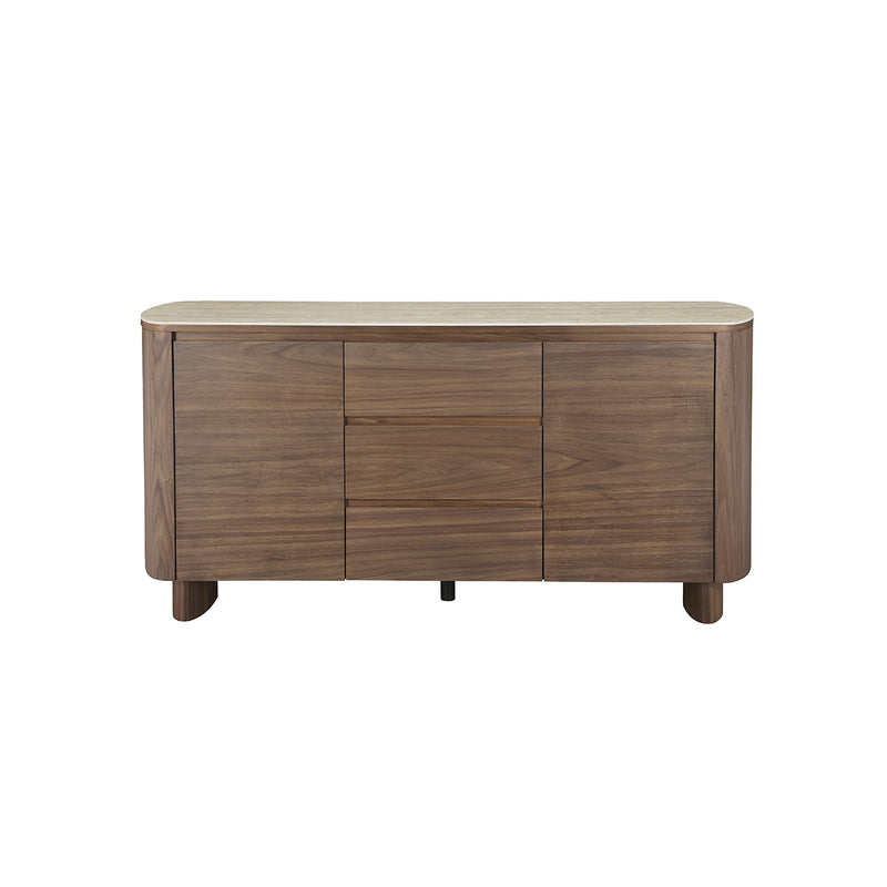 CREDENZA TOPE MARMOL Y BASE ACABADO DE MADERA