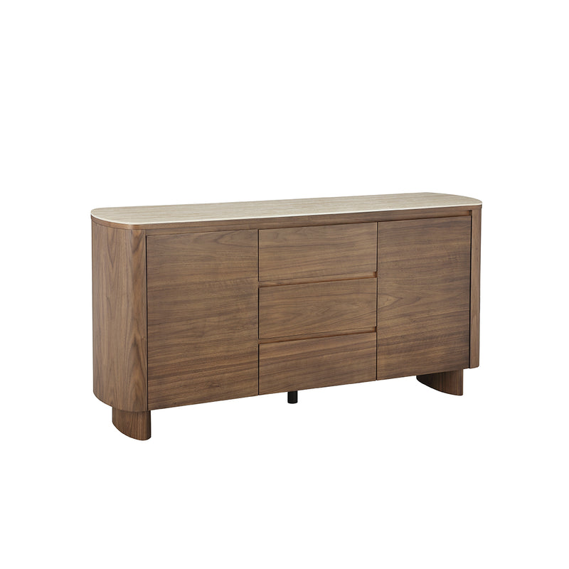 CREDENZA TOPE MARMOL Y BASE ACABADO DE MADERA