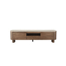MESA DE TV TOPE MARMOL Y BASE ACABADO DE MADERA