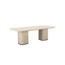 MESA DE COMEDOR CON TOPE DE CRISTAL CREMA Y BASE MDF ESTILO MARMOL