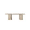 MESA DE COMEDOR CON TOPE DE CRISTAL CREMA Y BASE MDF ESTILO MARMOL