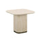 MESA LATERAL TOPE DE CRISTAL CREMA Y BASE MDF ESTILO MARMOL
