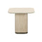 MESA LATERAL TOPE DE CRISTAL CREMA Y BASE MDF ESTILO MARMOL