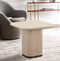 MESA LATERAL TOPE DE CRISTAL CREMA Y BASE MDF ESTILO MARMOL