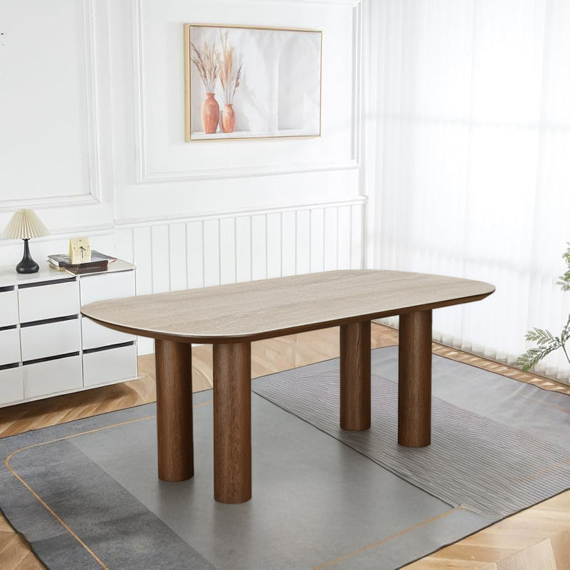 MESA DE COMEDOR  TOPE ESTILO MARMOL Y BASE MDF