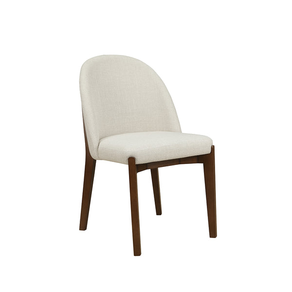 SILLA DE COMEDOR EN TELA BEIGE Y PATAS ACABADO DE MADERA