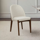 SILLA DE COMEDOR EN TELA BEIGE Y PATAS ACABADO DE MADERA