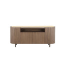 CREDENZA TOPE ESTILO CERAMICA ACABADO DE MADERA Y PATAS CAFE
