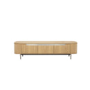 MESA DE TV ACABADO DE MADERA NATURAL Y PATAS NEGRAS