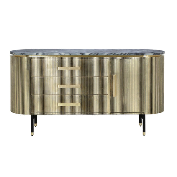 CREDENZA SCALLOPED CON TOPE DE MARMOL NEGRO