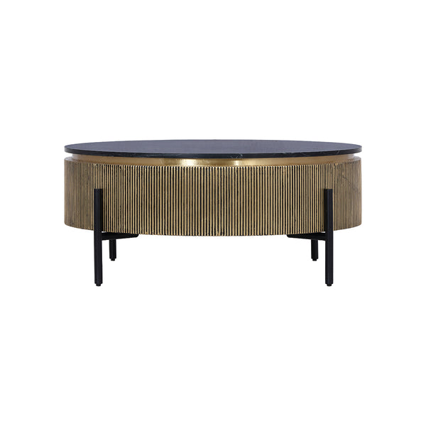 ***MESA DE CENTRO PROCTOR CON TOPE ESTILO Y BASE DORADA