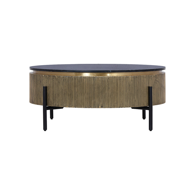 ***MESA DE CENTRO PROCTOR CON TOPE ESTILO Y BASE DORADA