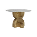 MESA DE COMEDOR KELSIE HALL CON TOPE ESTILO MARMOL Y BASE DORADA
