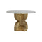 MESA DE COMEDOR KELSIE HALL CON TOPE ESTILO MARMOL Y BASE DORADA