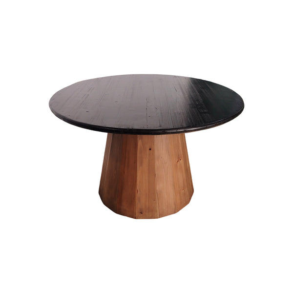 MESA DE COMEDOR EN ACABADO DE MADERA Y TOPE NEGRO