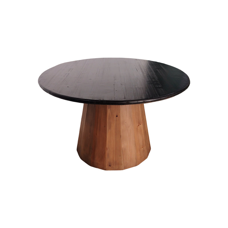MESA DE COMEDOR EN ACABADO DE MADERA Y TOPE NEGRO