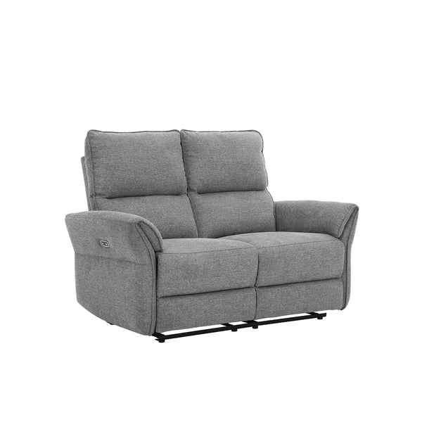 SOFA RECLINABLE DE DOS ASIENTOS ELECTRICO EN TELA GRIS