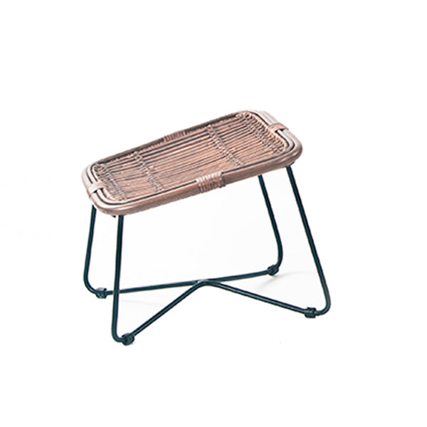 BANCO REPOSAPIES RELAX MARRÓN ANTIGUO CON ESTRUCTURA NEGRA