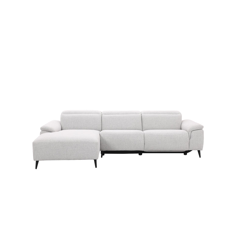 SOFA SECCIONAL ESTACIONARIO EN TELA GRIS CLARO