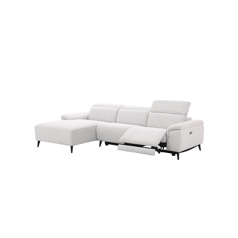 SOFA SECCIONAL ESTACIONARIO EN TELA GRIS CLARO
