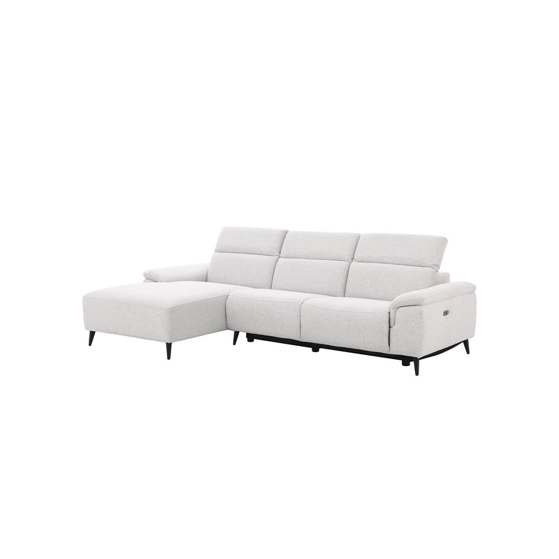 SOFA SECCIONAL ESTACIONARIO EN TELA GRIS CLARO