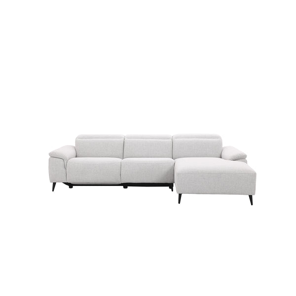 SOFA SECCIONAL ESTACIONARIO EN TELA GRIS CLARO