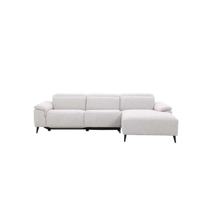 SOFA SECCIONAL ESTACIONARIO EN TELA GRIS CLARO
