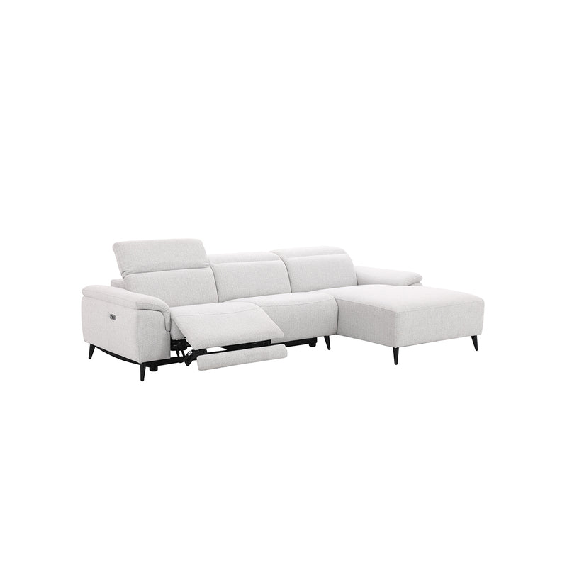 SOFA SECCIONAL ESTACIONARIO EN TELA GRIS CLARO