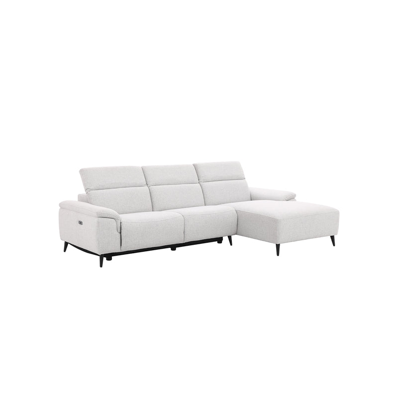 SOFA SECCIONAL ESTACIONARIO EN TELA GRIS CLARO