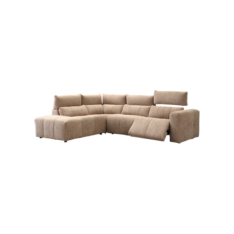 SOFA SECCIONAL RECLBINABLE ELECTRICO EN TELA MARRON KAKI