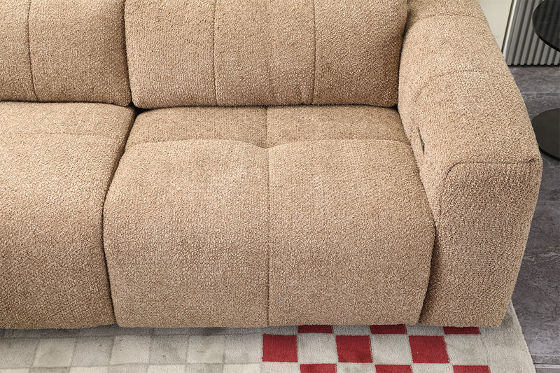 SOFA SECCIONAL RECLBINABLE ELECTRICO EN TELA MARRON KAKI