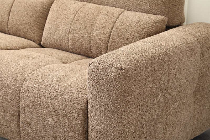 SOFA SECCIONAL RECLBINABLE ELECTRICO EN TELA MARRON KAKI