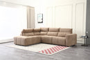 SOFA SECCIONAL RECLBINABLE ELECTRICO EN TELA MARRON KAKI