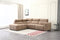 SOFA SECCIONAL RECLBINABLE ELECTRICO EN TELA MARRON KAKI