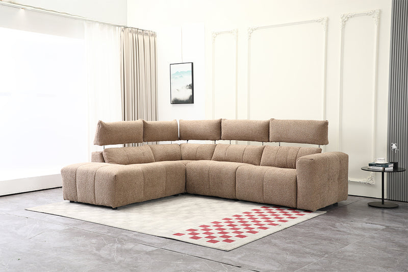 SOFA SECCIONAL RECLBINABLE ELECTRICO EN TELA MARRON KAKI
