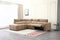 SOFA SECCIONAL RECLBINABLE ELECTRICO EN TELA MARRON KAKI