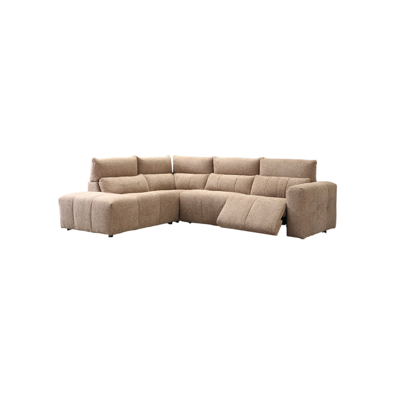 SOFA SECCIONAL RECLBINABLE ELECTRICO EN TELA MARRON KAKI