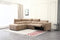 SOFA SECCIONAL RECLBINABLE ELECTRICO EN TELA MARRON KAKI