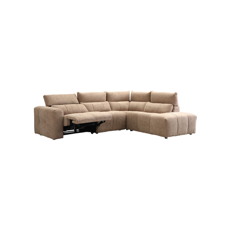 SOFA SECCIONAL RECLBINABLE ELECTRICO EN TELA MARRON KAKI
