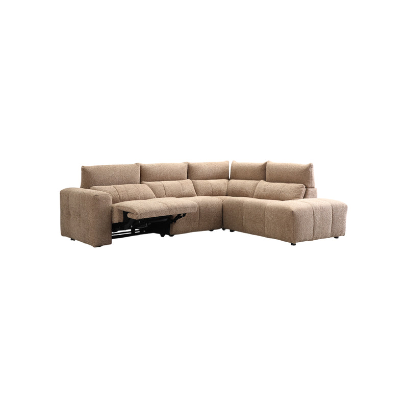SOFA SECCIONAL RECLBINABLE ELECTRICO EN TELA MARRON KAKI
