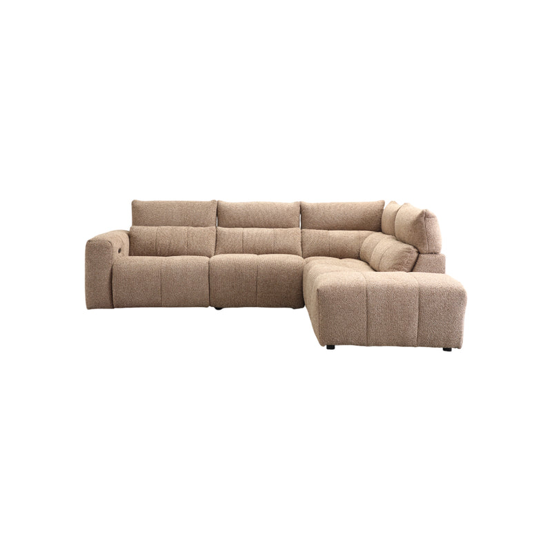 SOFA SECCIONAL RECLBINABLE ELECTRICO EN TELA MARRON KAKI