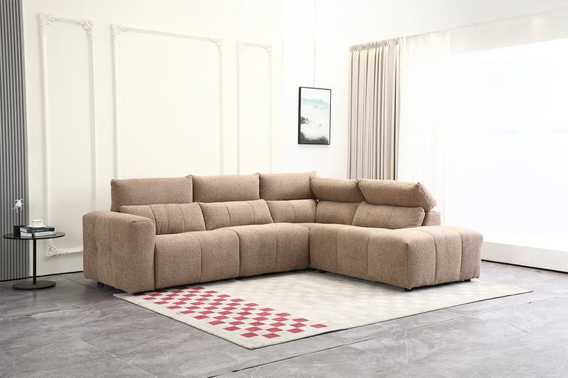 SOFA SECCIONAL RECLBINABLE ELECTRICO EN TELA MARRON KAKI