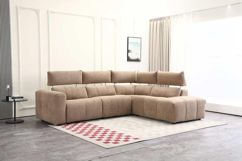SOFA SECCIONAL RECLBINABLE ELECTRICO EN TELA MARRON KAKI