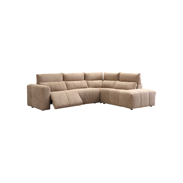 SOFA SECCIONAL RECLBINABLE ELECTRICO EN TELA MARRON KAKI