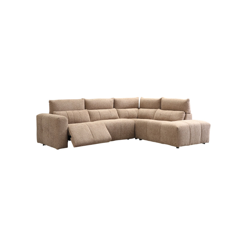 SOFA SECCIONAL RECLBINABLE ELECTRICO EN TELA MARRON KAKI