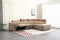 SOFA SECCIONAL RECLBINABLE ELECTRICO EN TELA MARRON KAKI
