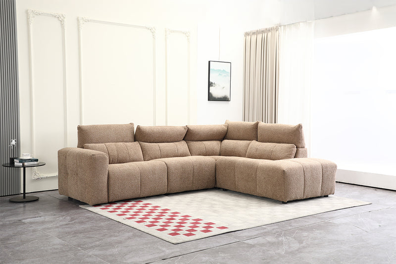 SOFA SECCIONAL RECLBINABLE ELECTRICO EN TELA MARRON KAKI